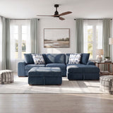 Raife Blue 3-Piece Sectional with Right Chaise and Ottoman from Homelegance - Luna Furniture