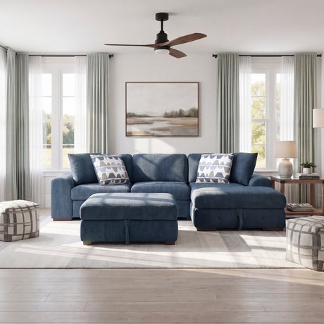 9624BU*32LRC (3)3-Piece Sectional with Right Chaise and Ottoman from Homelegance - Luna Furniture