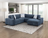Raife Blue 4-Piece Sectional with Right Chaise and Pull-out Bed