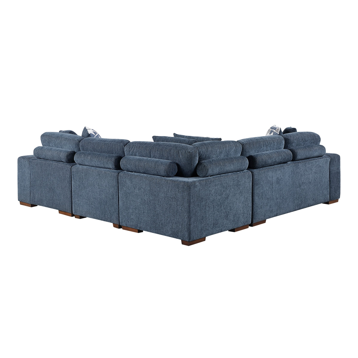 Raife Blue 4-Piece Sectional with Right Chaise and Pull-out Bed