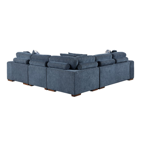 Raife Blue 4-Piece Sectional with Right Chaise and Pull-out Bed from Homelegance - Luna Furniture
