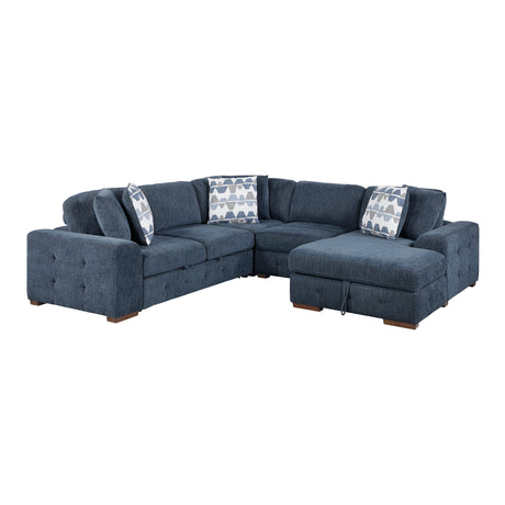 Raife Blue 4-Piece Sectional with Right Chaise and Pull-out Bed from Homelegance - Luna Furniture