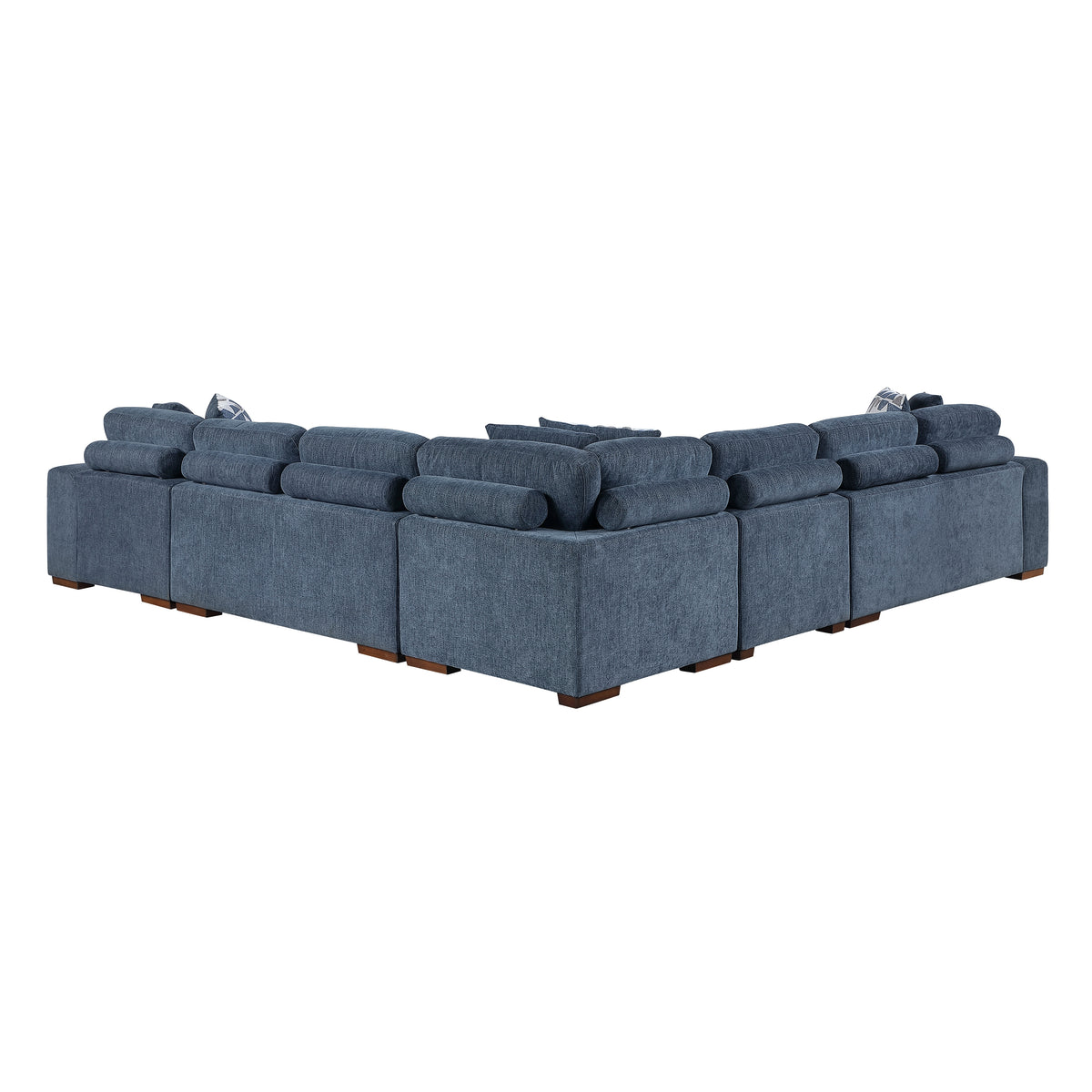Raife Blue 5-Piece Sectional with Right Chaise and Pull-out Bed