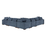Raife Blue 5-Piece Sectional with Right Chaise and Pull-out Bed