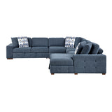 Raife Blue 5-Piece Sectional with Right Chaise and Pull-out Bed