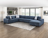 Raife Blue 5-Piece Sectional with Right Chaise and Pull-out Bed