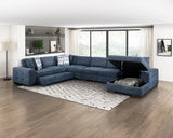 Raife Blue 5-Piece Sectional with Right Chaise and Pull-out Bed