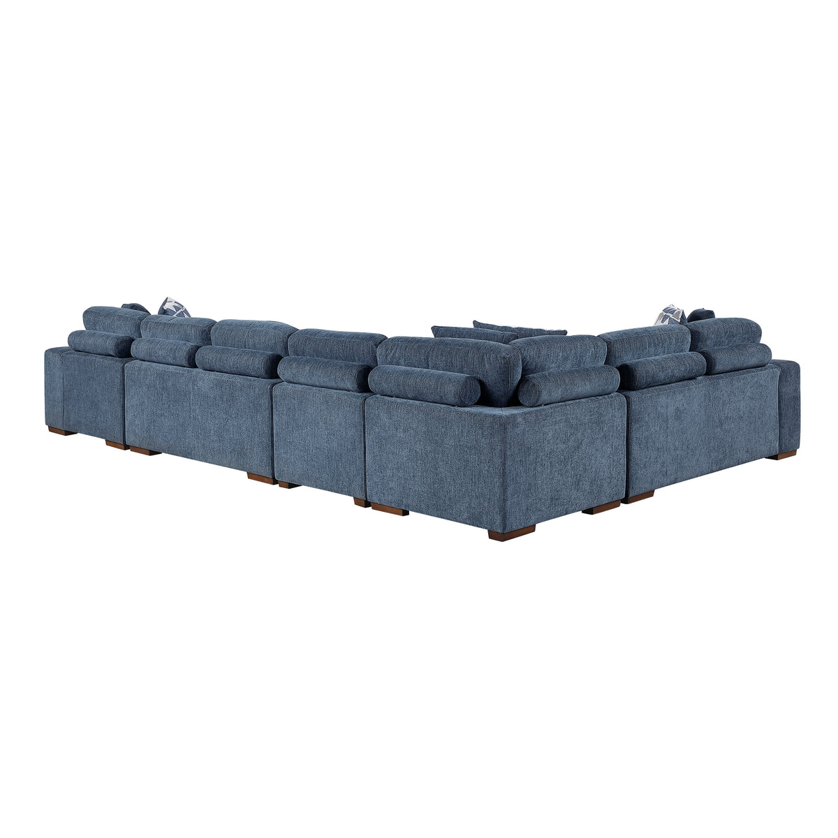 Raife Blue 5-Piece Sectional with Right Chaise and Pull-out Bed