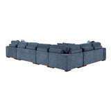 Raife Blue 5-Piece Sectional with Right Chaise and Pull-out Bed