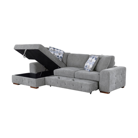 Raife Gray RAF Chaise Sectional with Pull-Out Bed from Homelegance - Luna Furniture
