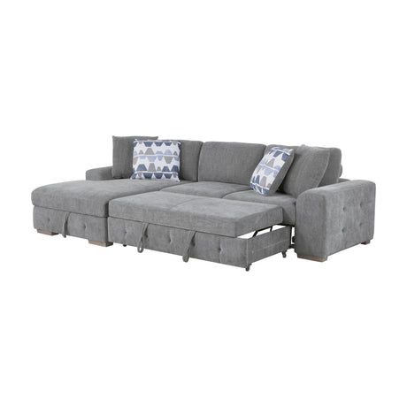 Raife Gray RAF Chaise Sectional with Pull-Out Bed from Homelegance - Luna Furniture