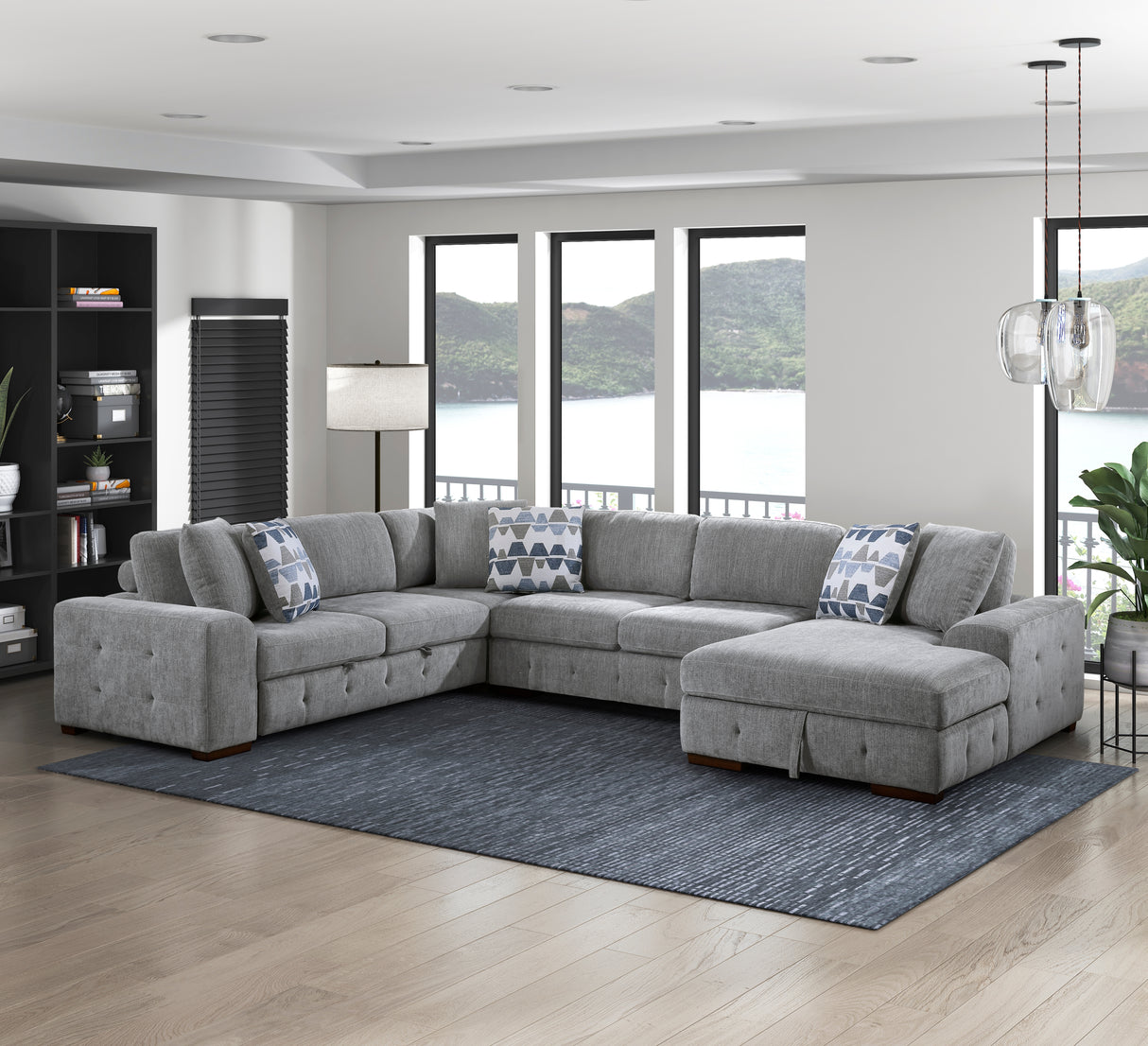 Raife Gray 4-Piece LAF Chaise Sectional with Pull-Out Bed from Homelegance - Luna Furniture