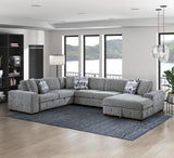 Raife Gray 4-Piece LAF Chaise Sectional with Pull-Out Bed from Homelegance - Luna Furniture