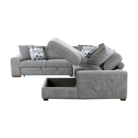 Raife Gray 4-Piece LAF Chaise Sectional with Pull-Out Bed from Homelegance - Luna Furniture
