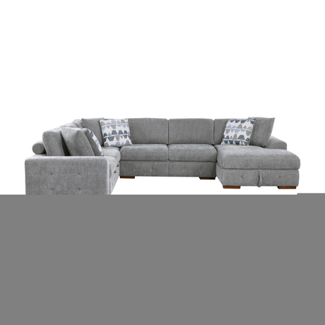 Raife Gray 4-Piece LAF Chaise Sectional with Pull-Out Bed from Homelegance - Luna Furniture