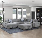 Raife Gray 3-Piece LAF Chaise Sectional with Pull-Out Bed and Storage Ottoman from Homelegance - Luna Furniture