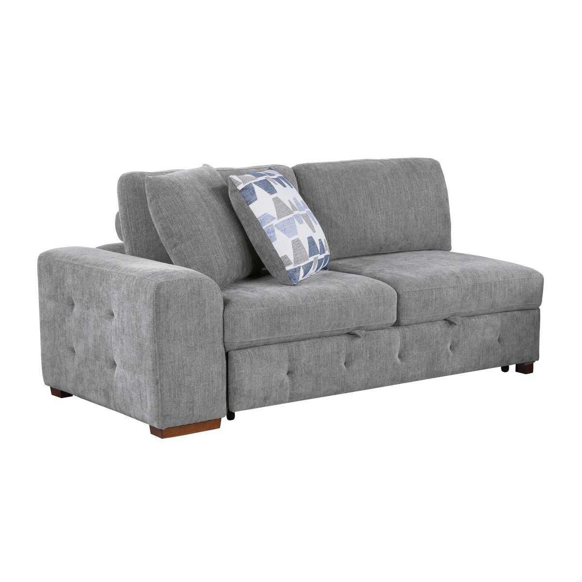Raife Gray 5-Piece Right Chaise Sectional with Ottoman