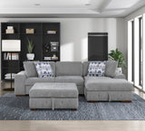 Raife Gray 3-Piece LAF Chaise Sectional with Pull-Out Bed and Storage Ottoman from Homelegance - Luna Furniture