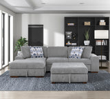 Raife Gray 3-Piece Double Chaise Sectional with Pull-Out Bed from Homelegance - Luna Furniture