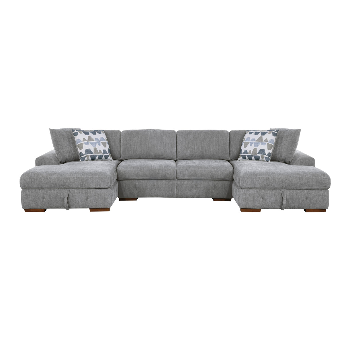 Raife Gray 3-Piece LAF Chaise Sectional with Pull-Out Bed and Storage Ottoman from Homelegance - Luna Furniture