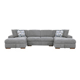 Raife Gray 3-Piece LAF Chaise Sectional with Pull-Out Bed and Storage Ottoman from Homelegance - Luna Furniture