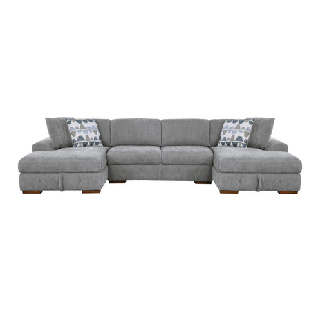 Raife Gray 3-Piece LAF Chaise Sectional with Pull-Out Bed and Storage Ottoman from Homelegance - Luna Furniture