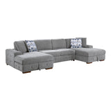 Raife Gray 3-Piece LAF Chaise Sectional with Pull-Out Bed and Storage Ottoman from Homelegance - Luna Furniture