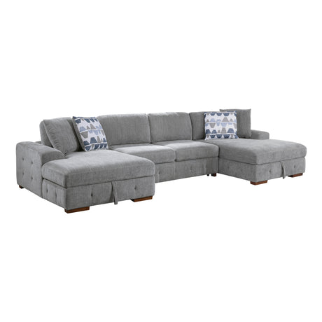 Raife Gray 3-Piece LAF Chaise Sectional with Pull-Out Bed and Storage Ottoman from Homelegance - Luna Furniture