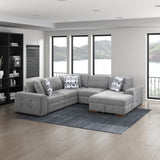 Raife Gray 4-Piece Sectional with Right Chaise and Pull-out Bed