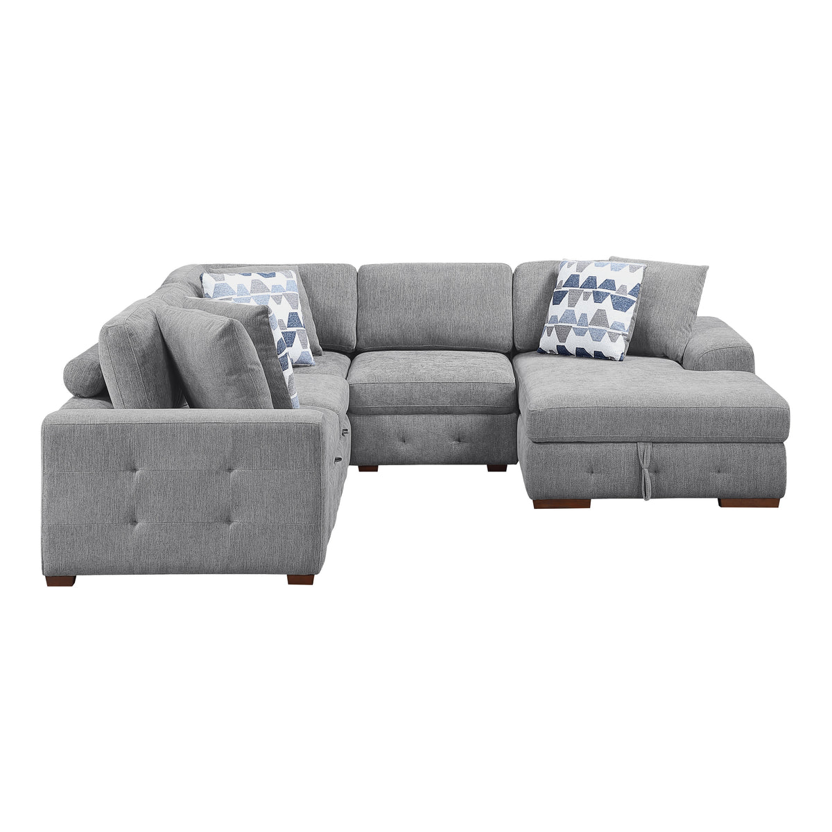 Raife Gray 4-Piece Sectional with Right Chaise and Pull-out Bed
