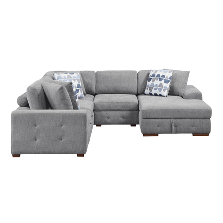 Raife Gray 4-Piece Sectional with Right Chaise and Pull-out Bed from Homelegance - Luna Furniture
