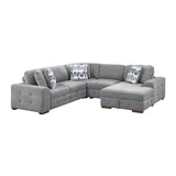 Raife Gray 4-Piece Sectional with Right Chaise and Pull-out Bed