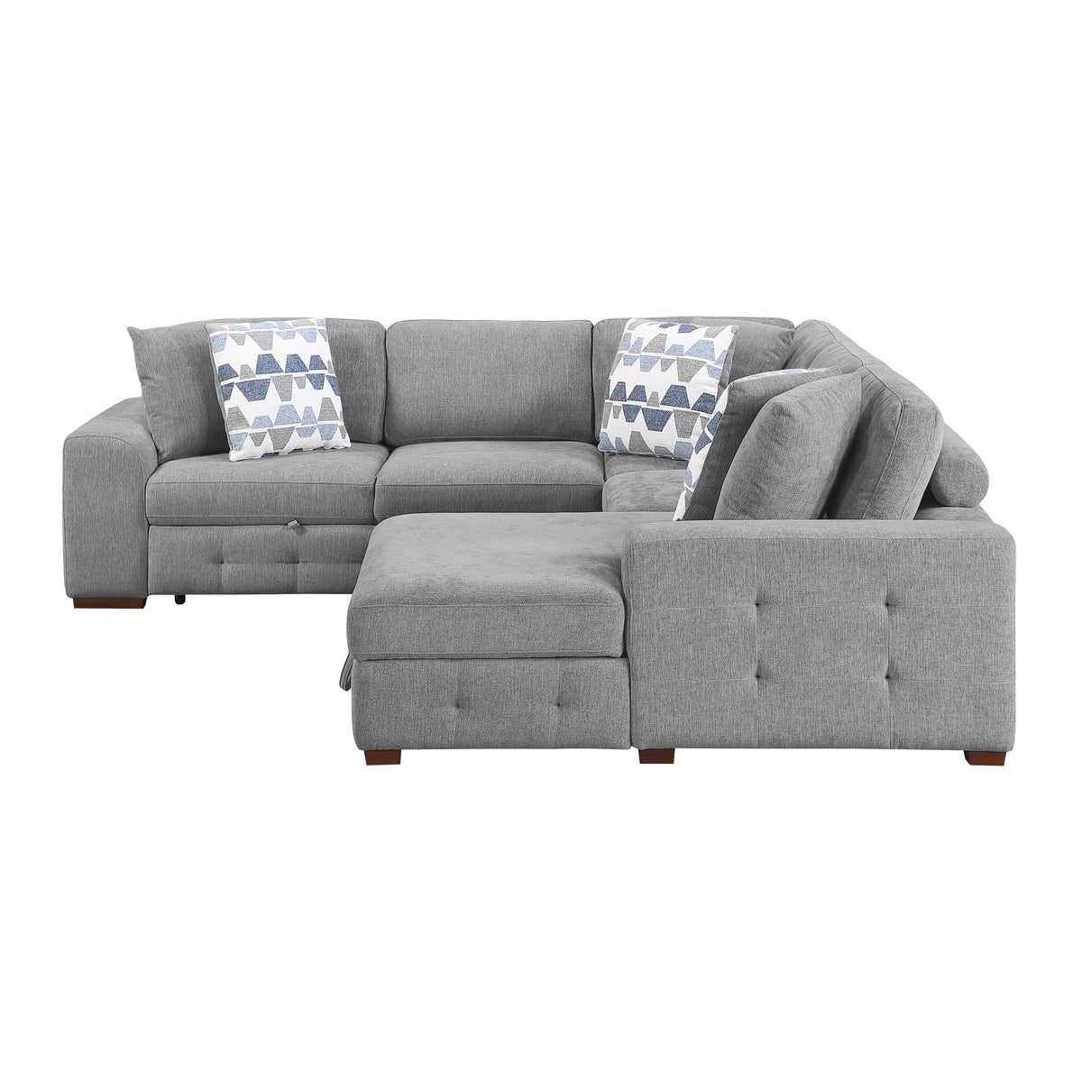 Raife Gray 4-Piece Sectional with Right Chaise and Pull-out Bed