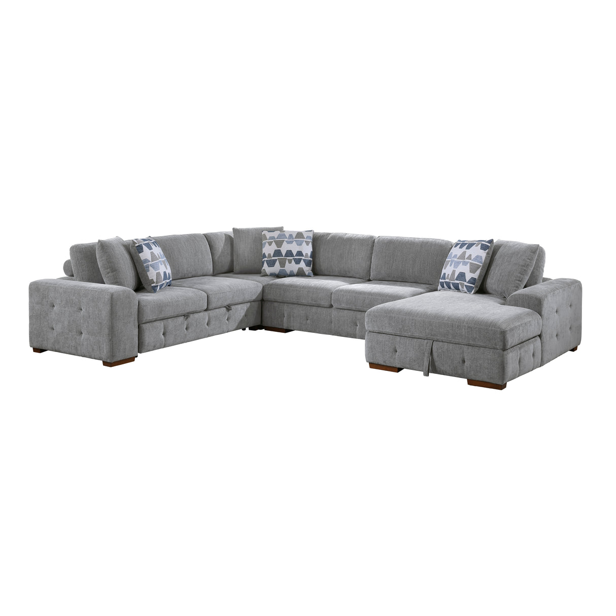 Raife Gray 4-Piece LAF Chaise Sectional with Pull-Out Bed from Homelegance - Luna Furniture