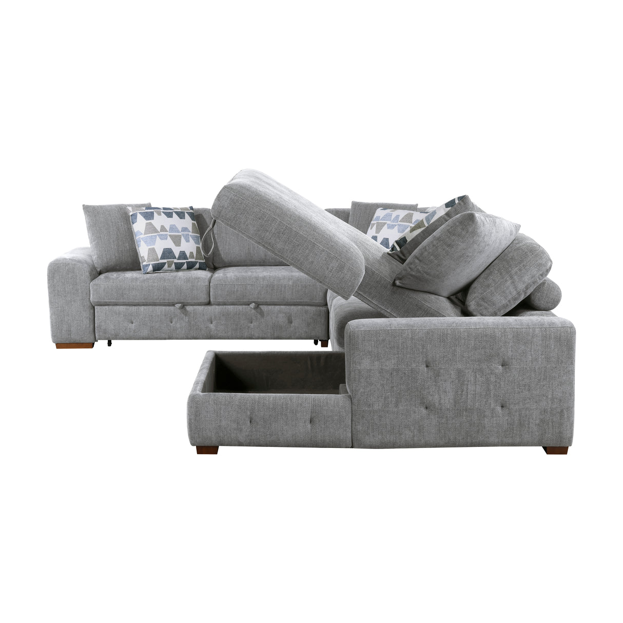 Raife Gray 5-Piece LAF Chaise Sectional with Pull-Out Bed and Storage Ottoman from Homelegance - Luna Furniture