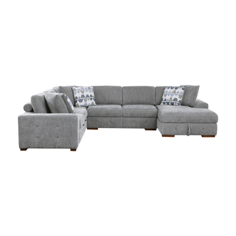 Raife Gray 5-Piece LAF Chaise Sectional with Pull-Out Bed and Storage Ottoman from Homelegance - Luna Furniture