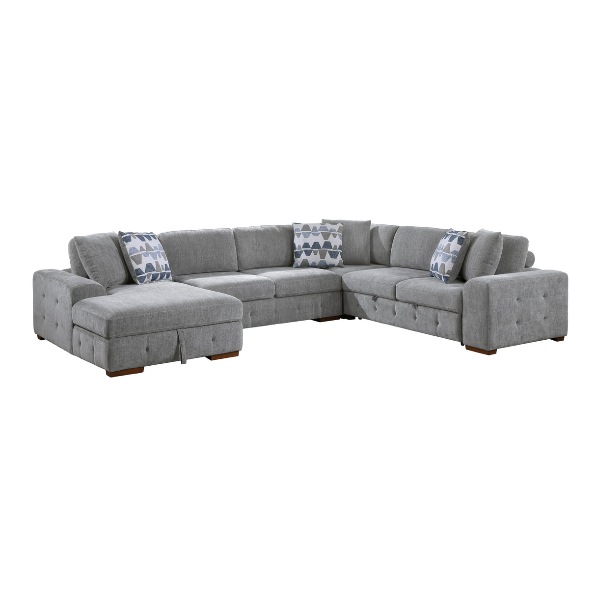 Raife Gray 4-Piece LAF Chaise Sectional with Pull-Out Bed from Homelegance - Luna Furniture