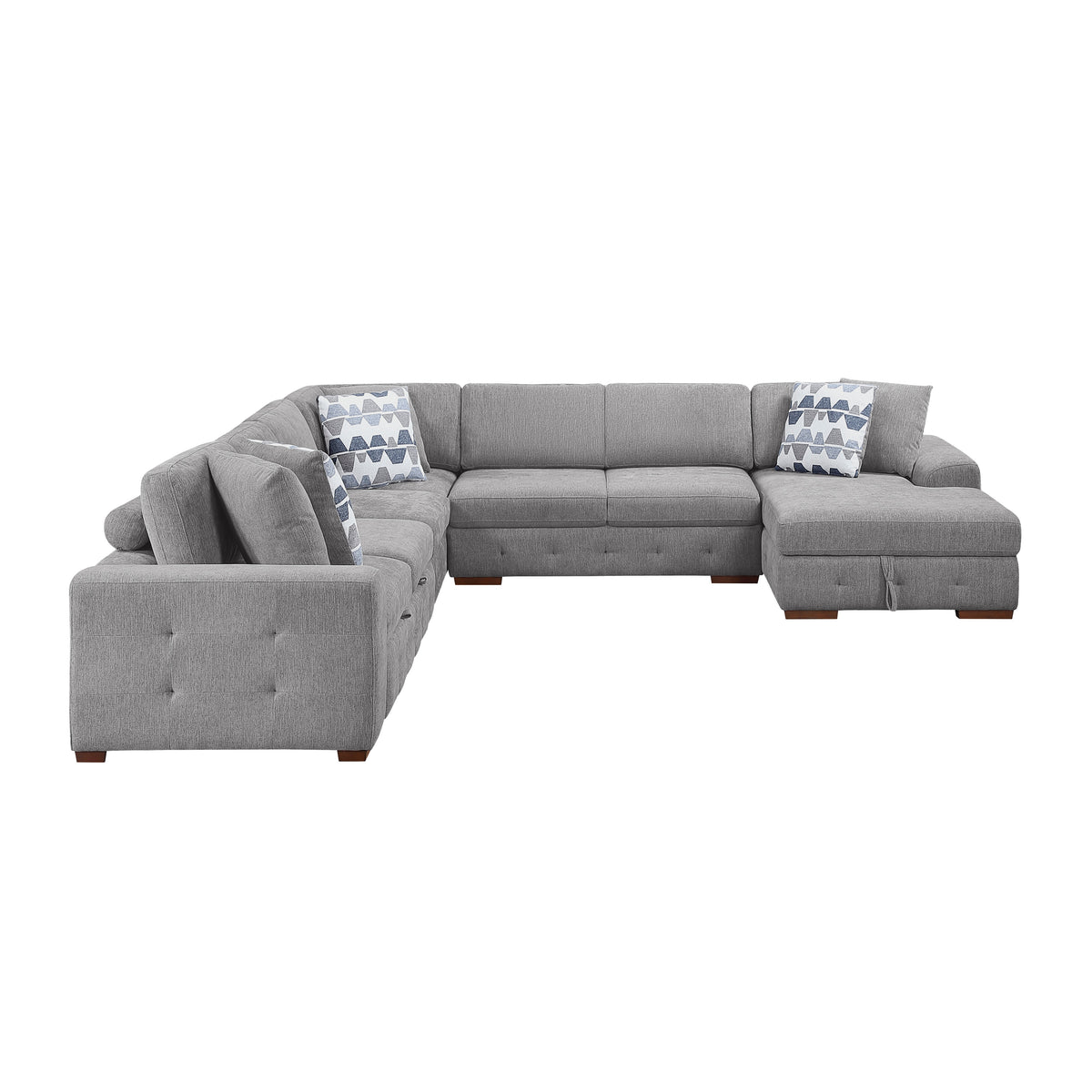 Raife Gray 5-Piece Sectional with Right Chaise and Pull-out Bed