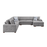 Raife Gray 5-Piece Sectional with Right Chaise and Pull-out Bed