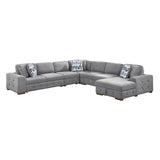 Raife Gray 5-Piece Sectional with Right Chaise and Pull-out Bed