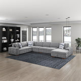 Raife Gray 5-Piece Sectional with Right Chaise and Pull-out Bed
