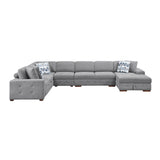 Raife Gray 5-Piece Sectional with Right Chaise and Pull-out Bed