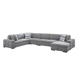 Raife Gray 5-Piece Sectional with Right Chaise and Pull-out Bed