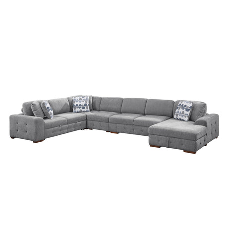 Raife Gray 5-Piece Sectional with Right Chaise and Pull-out Bed from Homelegance - Luna Furniture