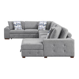 Raife Gray 5-Piece Sectional with Right Chaise and Pull-out Bed