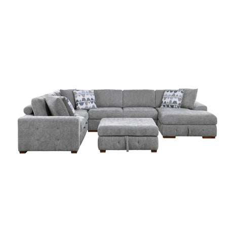 Raife Gray 5-Piece LAF Chaise Sectional with Pull-Out Bed and Storage Ottoman from Homelegance - Luna Furniture