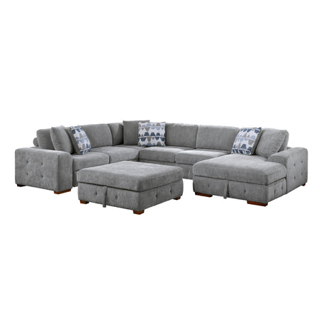 Raife Gray 5-Piece LAF Chaise Sectional with Pull-Out Bed and Storage Ottoman from Homelegance - Luna Furniture
