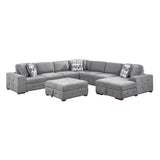 Raife Gray 5-Piece Right Chaise Sectional with Ottoman