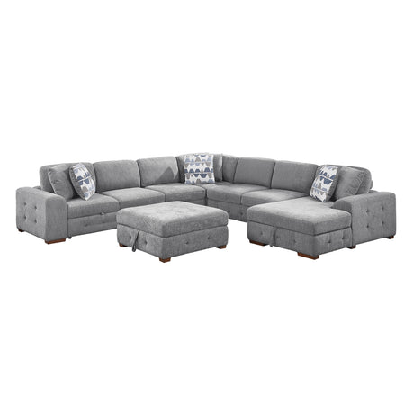 Raife Gray 5-Piece Right Chaise Sectional with Ottoman from Homelegance - Luna Furniture