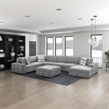 Raife Gray 5-Piece Right Chaise Sectional with Ottoman